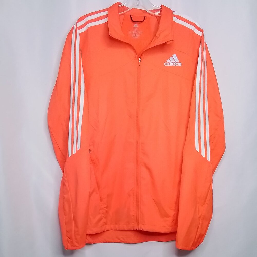 ADIDAS MARATHON 3-STRIPES ORANGE (HIGHLIGHTER) RUNNING JACKET SIZE M